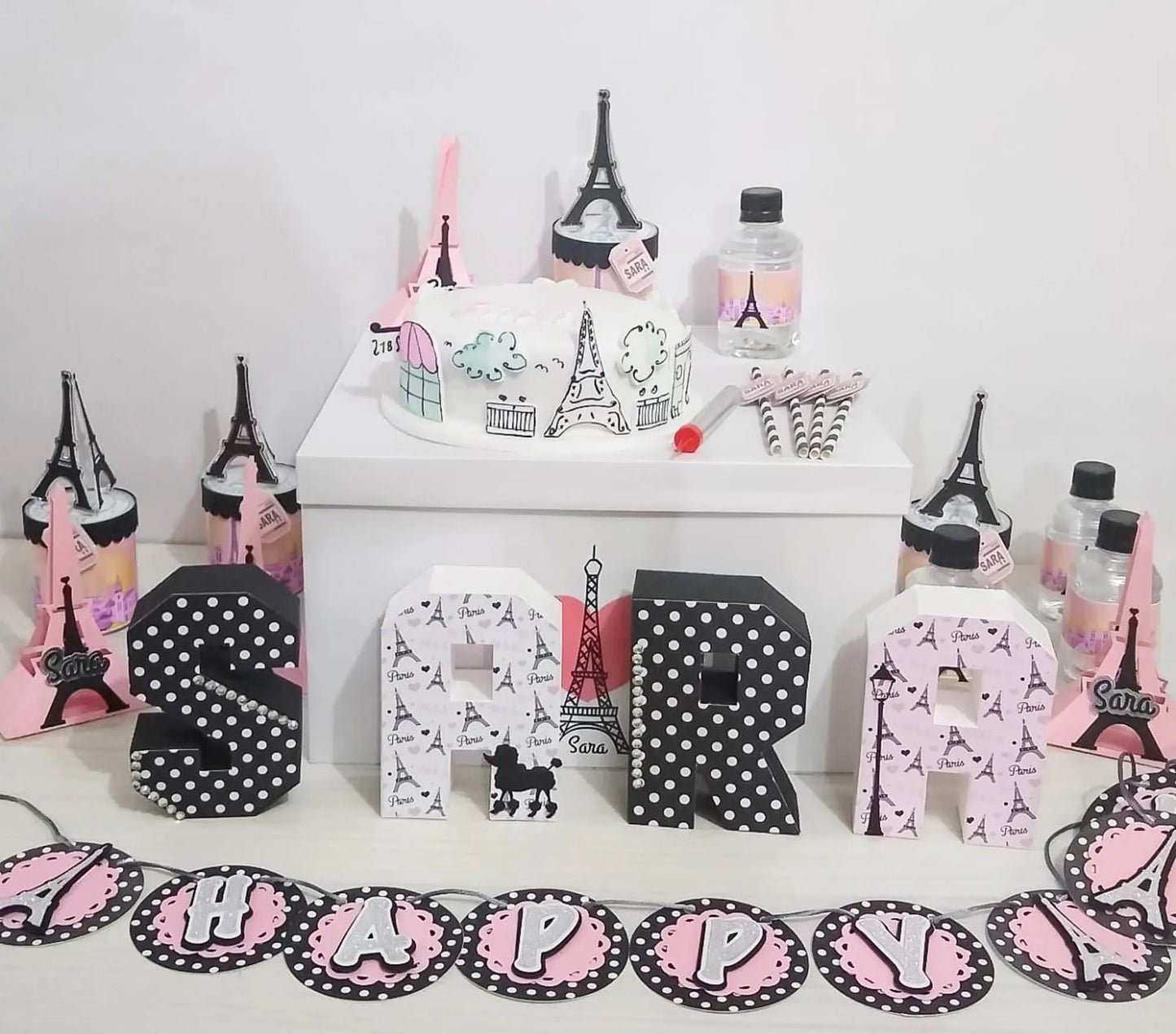 Custom 3D Paris Letters – Eiffel Tower Table Decor – Pink & Black Party Centerpieces Mi tienda