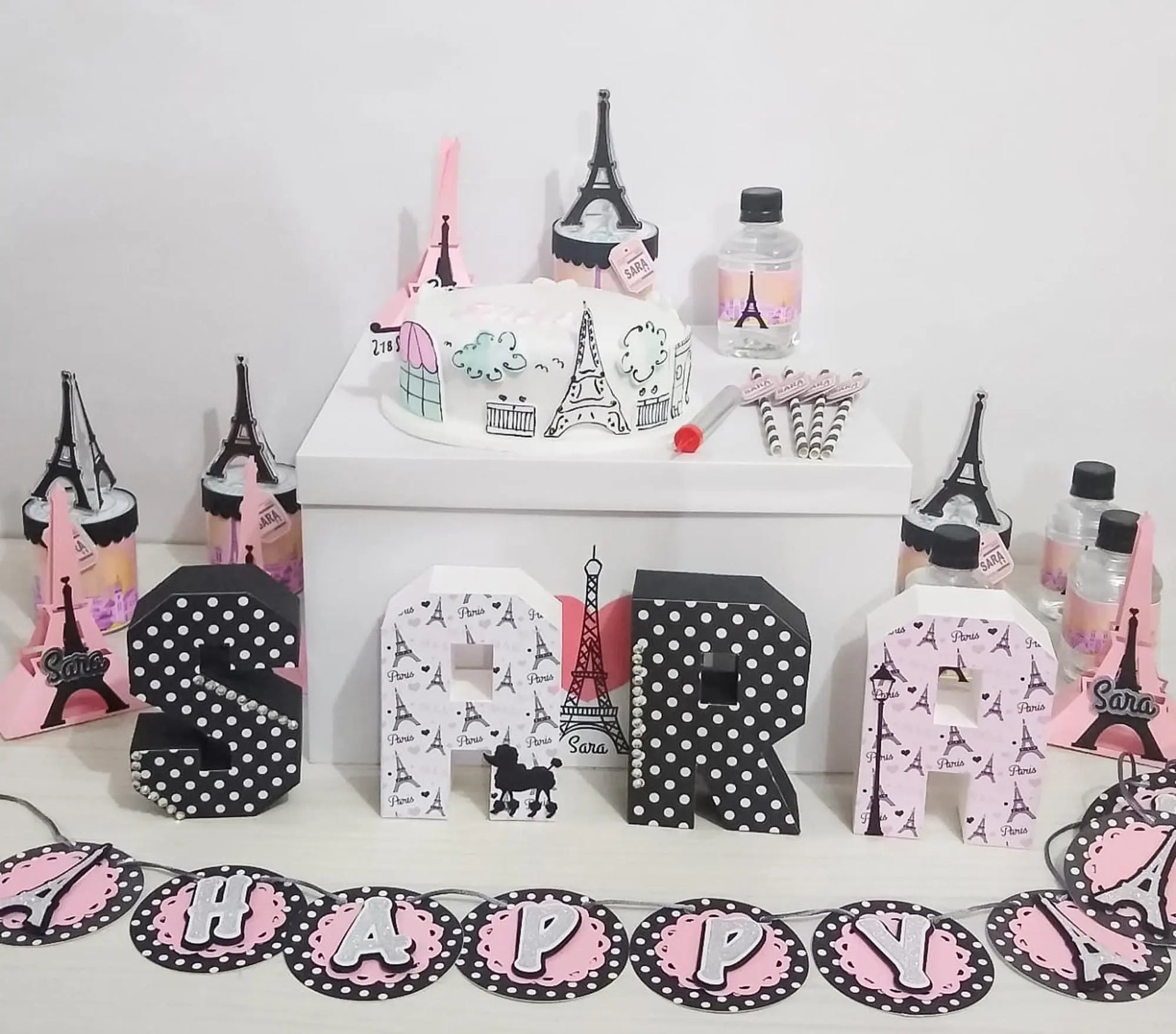 Custom 3D Paris Letters – Eiffel Tower Table Decor – Pink & Black Party Centerpieces Mi tienda