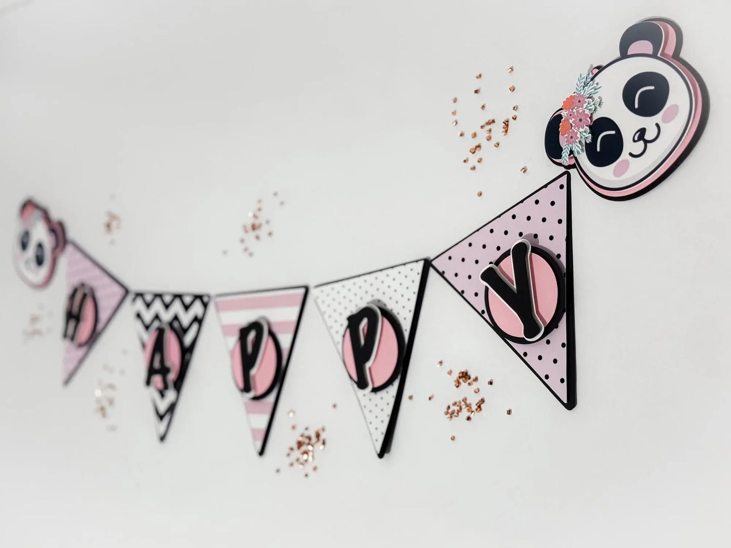 Panda Birthday Banner – Pink & Black Party Decoration for Baby Shower or Girls Birthday Mi tienda