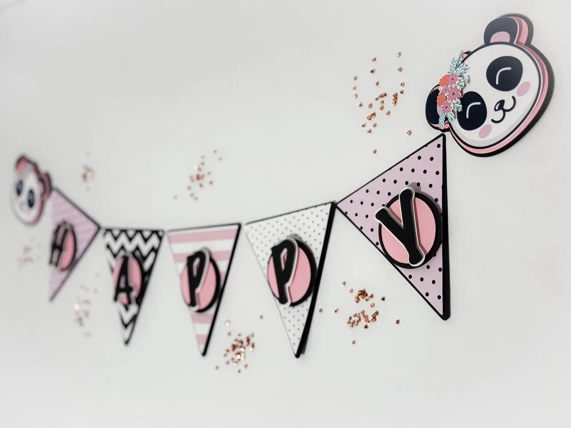 Panda Birthday Banner – Pink & Black Party Decoration for Baby Shower or Girls Birthday Mi tienda