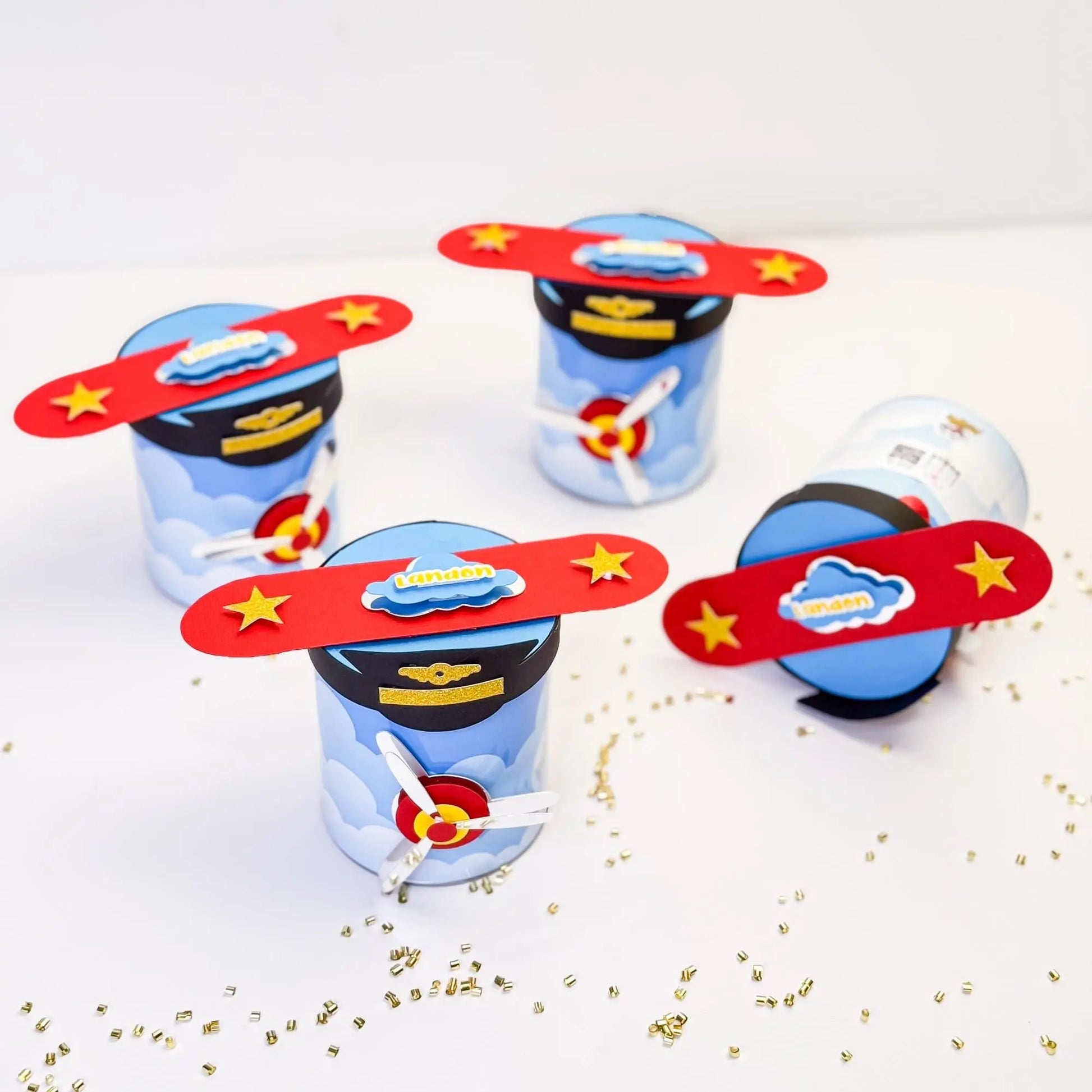 Airplane Party Favor Can – Custom Pilot Snack Tubes for Time Flies Birthday Theme, Set of 6 Mini Airplane Chips Cans Mi tienda