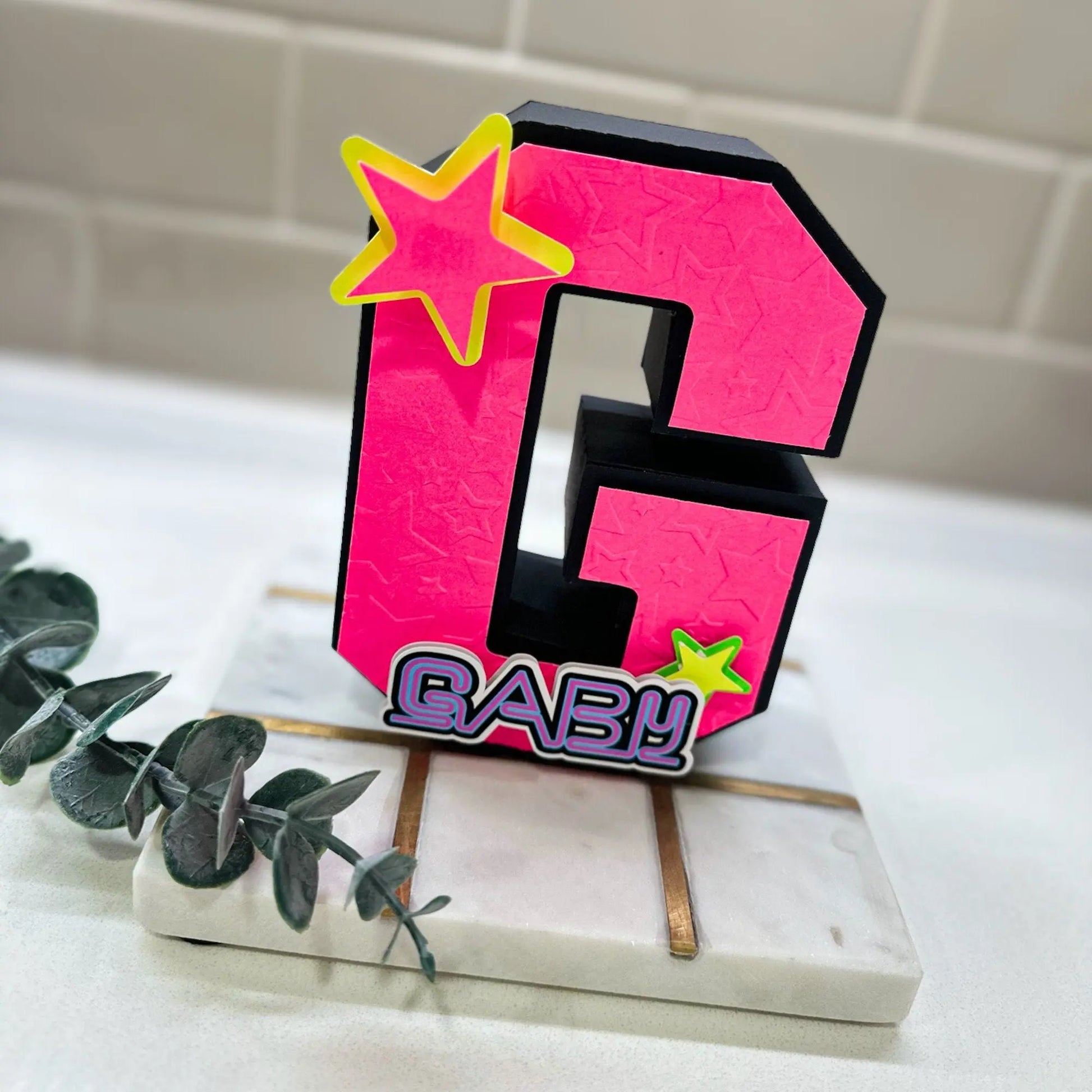 Neon 3D Letter, Neon Party Decorations, Glow in the Dark Party Theme,  Neon Initial 3D Letter, Neon Theme Party, Custom Name 3D Letter Mi tienda
