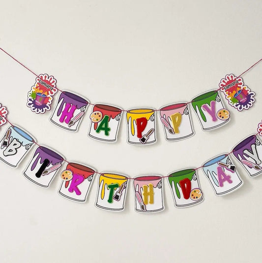 Paint Happy Birthday Banner Art Theme Party Decorations Paint Theme Party Decor Birthday Banner Painting Party Theme Mi tienda
