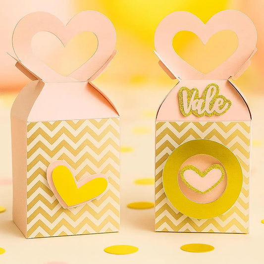 Pink Gold Heart Favor Box: Personalized Cardstock Party Favor for Bridal Shower or Birthday Mi tienda