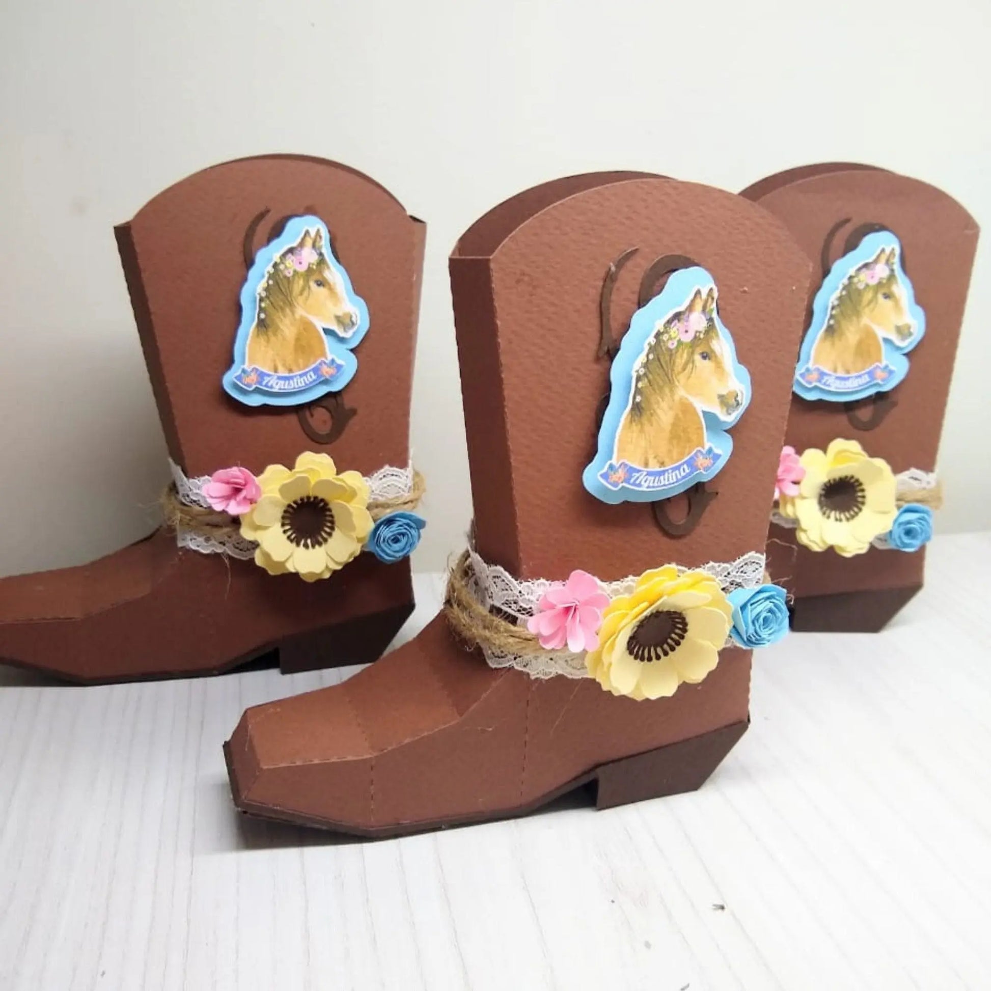Cowgirl Boots & Horse Favor Boxes Set – Western Rodeo Party Favors – First Rodeo Cowgirl Birthday Treat Boxes – Rustic Party Decor Mi tienda