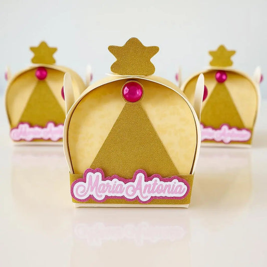Gold Crown Favor Box: Princess Party, Baby Shower, Quinceañera Mi tienda