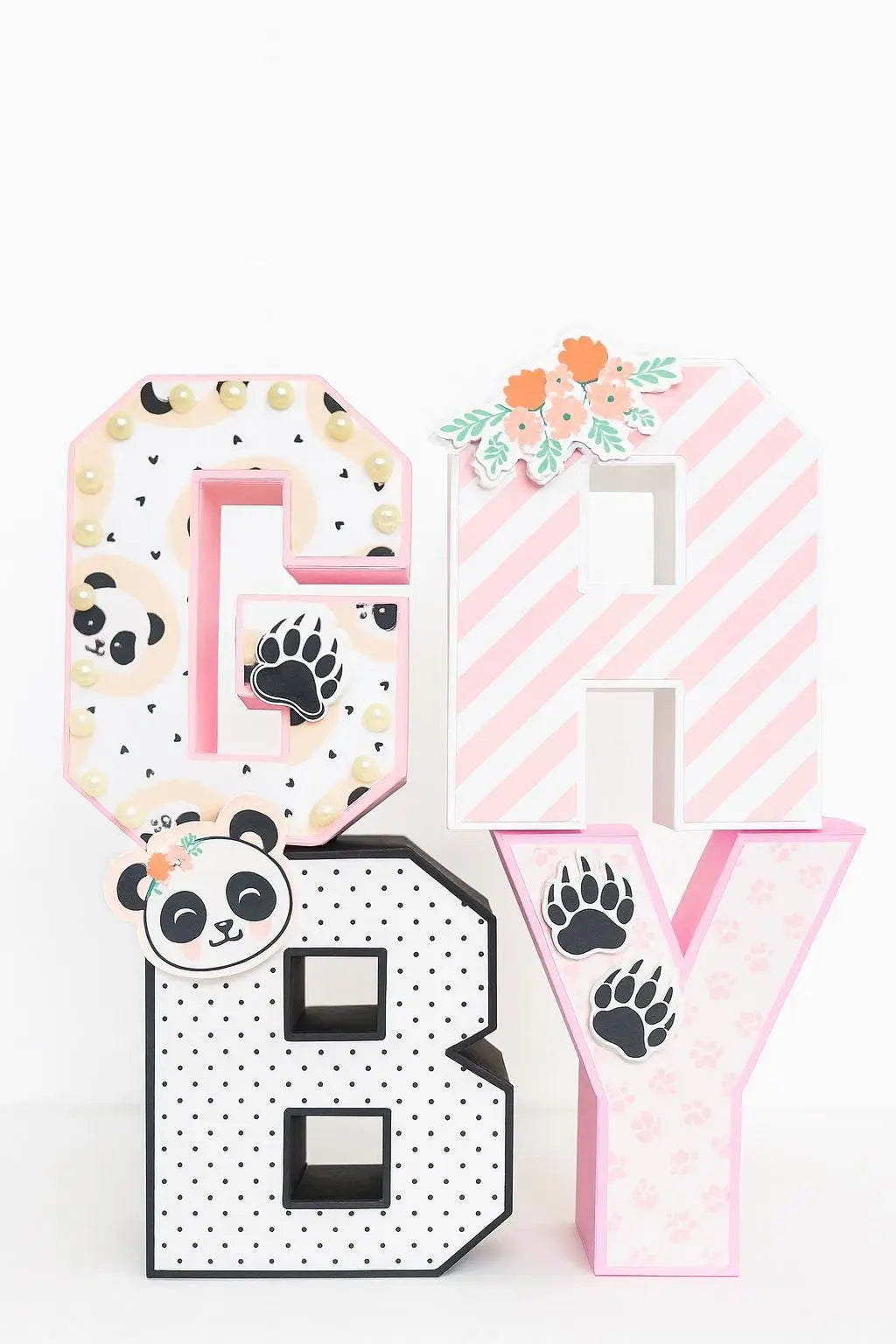 Panda Baby Shower 3D Letters | Custom Pink Black White Nursery Decor | Personalized Party Centerpiece Mi tienda