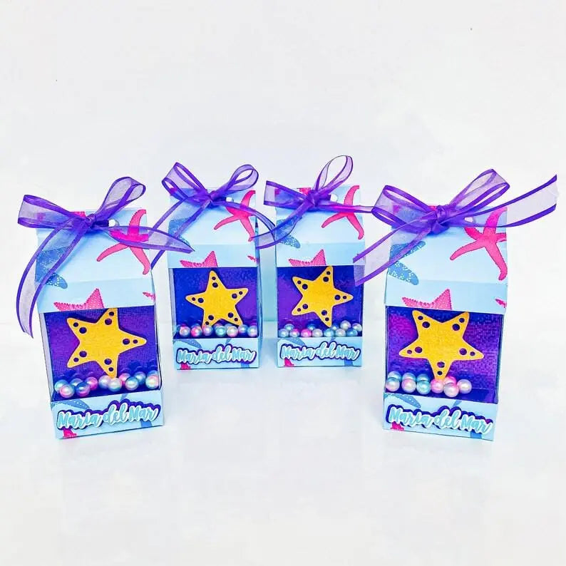 Under the Sea Favor Boxes: Mermaid Party Treat Boxes with Sequins Mi tienda