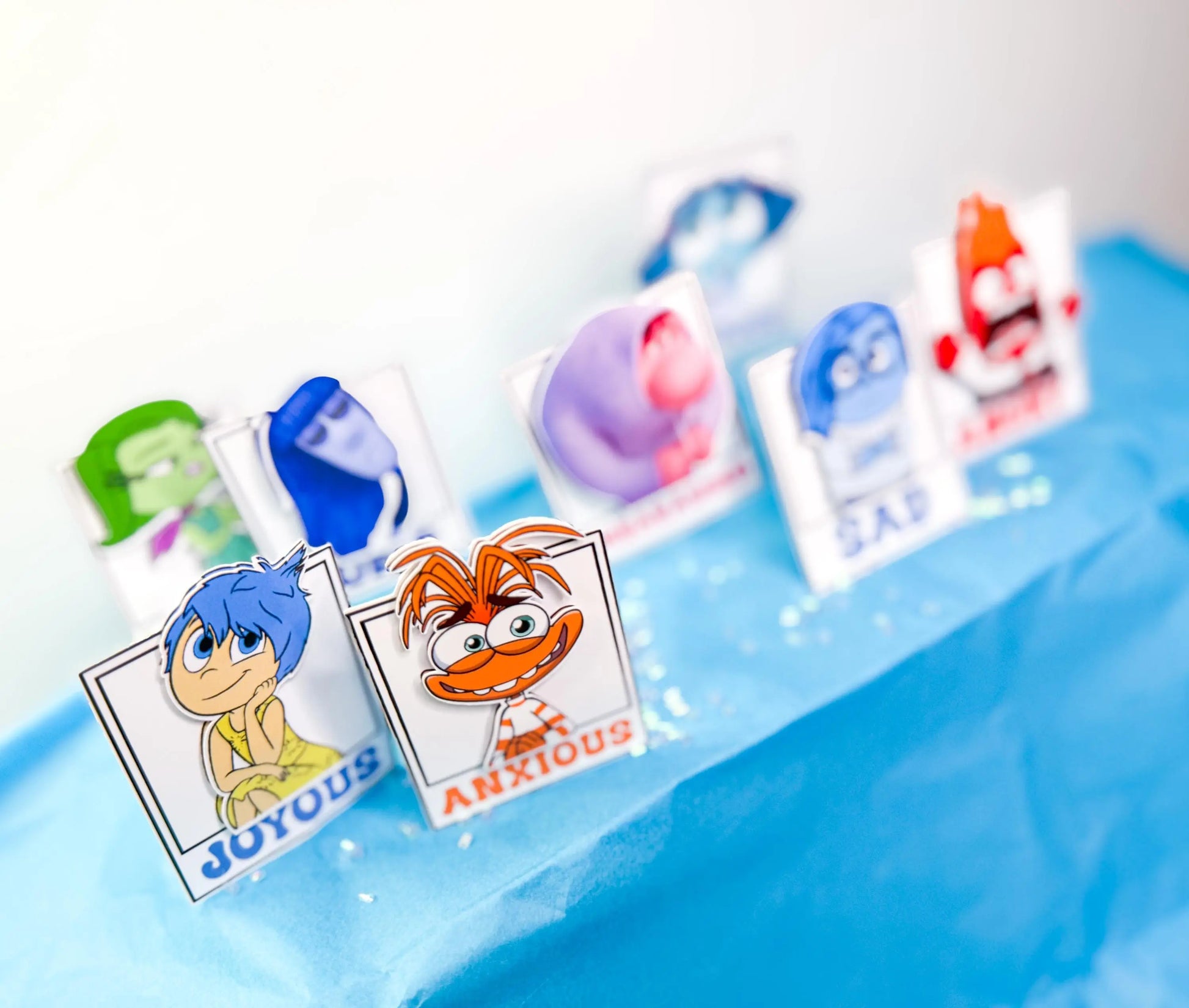 Inside Out Cupcake Toppers for Birthday Party | Inside Out 2 Party Decor - Disney Inside Out Feelings - Joy, Sadness, Anger Toppers Mi tienda