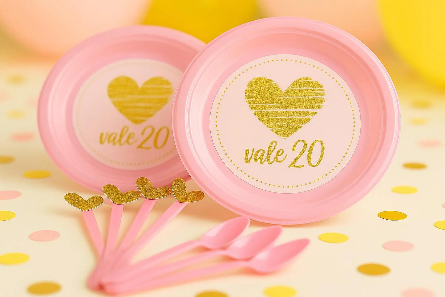 Custom Party Plates with Spoons: Personalized Pink Gold Tableware for Birthday, Sweet 16, Quinceañera Mi tienda