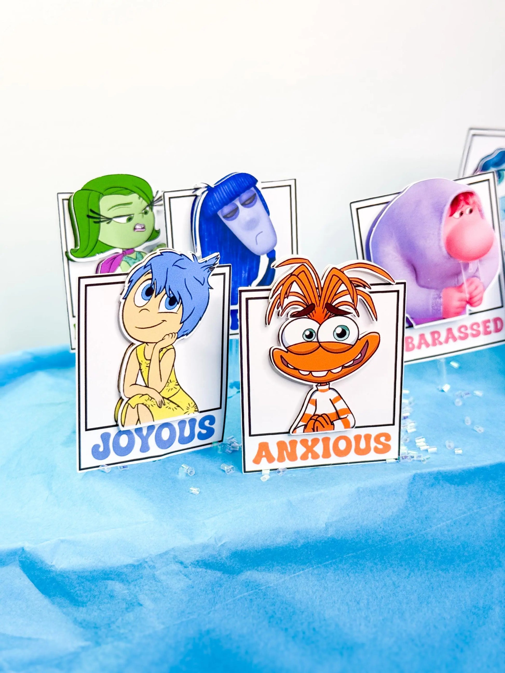 Inside Out Cupcake Toppers for Birthday Party | Inside Out 2 Party Decor - Disney Inside Out Feelings - Joy, Sadness, Anger Toppers Mi tienda