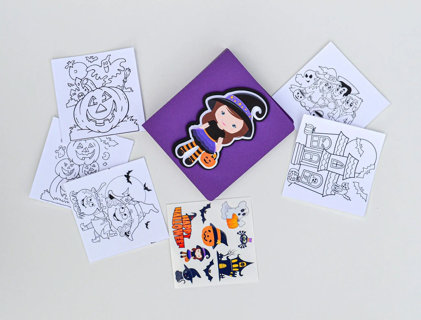 Halloween Coloring Book Party Favor – Personalized Kids Activity Pack with Crayons & Stickers | Orange or Purple Gift Mi tienda