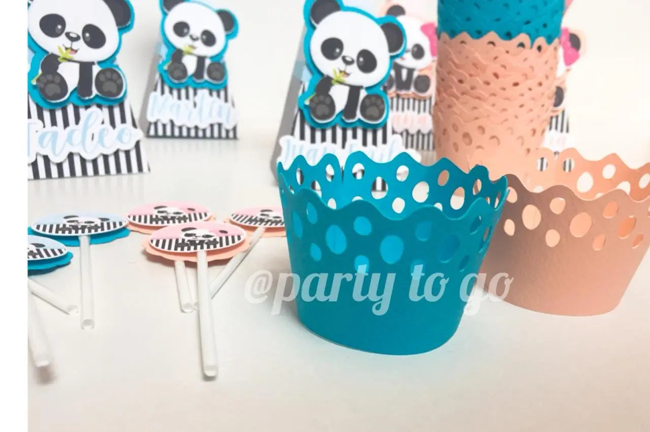 Panda Cupcake Toppers | Pink & Blue Panda Party Decorations | Baby Shower Cupcake Picks | Panda Birthday Party Supplies Mi tienda