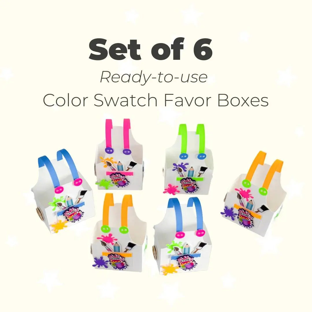 Kids Paint Suit Party Favor Box | Custom Artist Supply Box | Paint Birthday Party Candy Holder | Art Themed Party Favor for Kids | Set of 6 Mi tienda