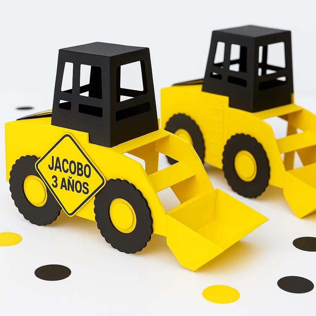 Construction Favor Boxes Bulldozer Truck | Kids Birthday Party Decorations | Personalized Treat Boxes for Construction Theme Party Mi tienda