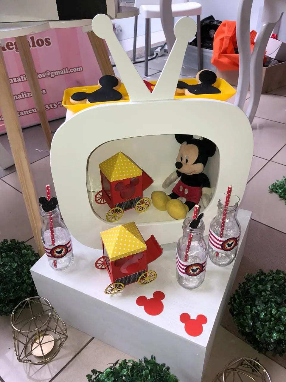 Popcorn Cart Favor Box | Mickey Inspired Party Box | Birthday Party Decoration Mi tienda