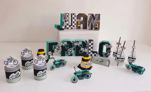 Racing Birthday Party Favor Bundle – Motorcycle Theme Party Box, Custom Pringles, Favor Boxes, Hershey’s Bars, Water Labels Mi tienda