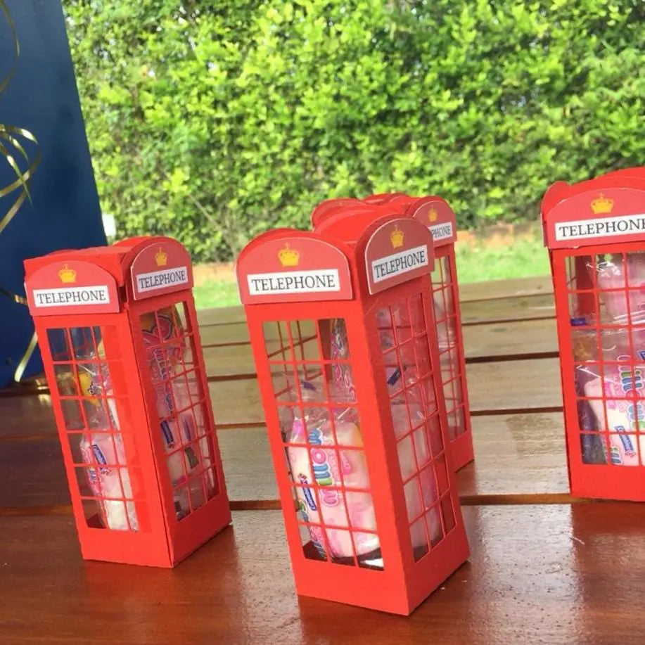 London Party Favor Boxes Set | British Guard Popcorn Box, Pyramid Boxes & Red Telephone Booth | Baby Shower Birthday Decorations Mi tienda