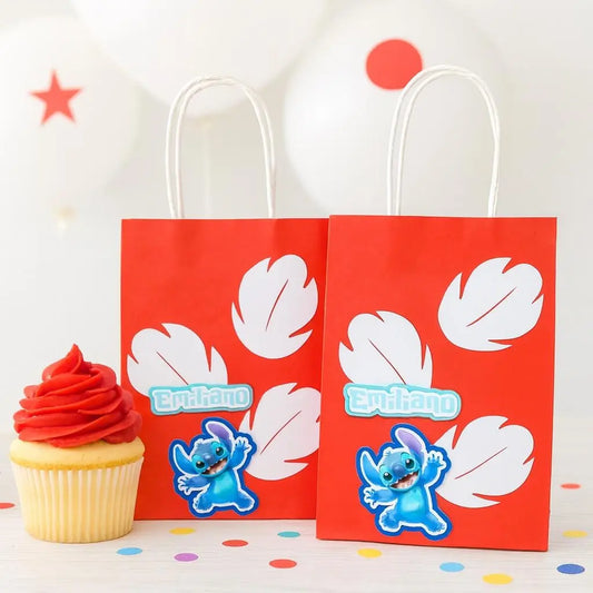 Personalized Stitch Party Favor Bags | Custom Gift Bags for Kids Birthday, Hawaiian Luau, Baby Shower, Goodie Bags Mi tienda