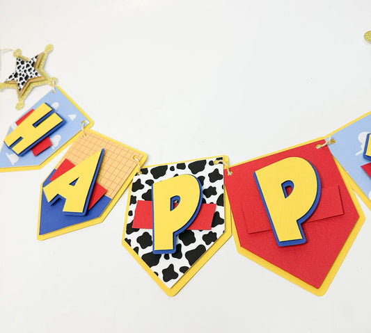Toy Story Birthday Banner - Woody Theme, Customizable Party Decor, Cowboy Birthday Banner, Toy Story Party Decorations, Personalized Banner Mi tienda