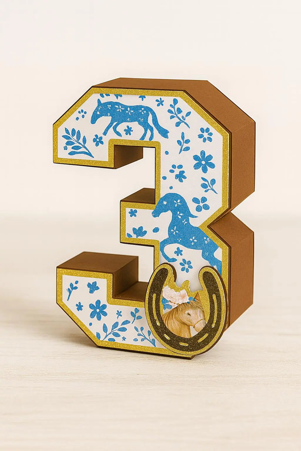 3D Horse Number 3 Centerpiece: Rustic Farm Birthday Party Decor Mi tienda