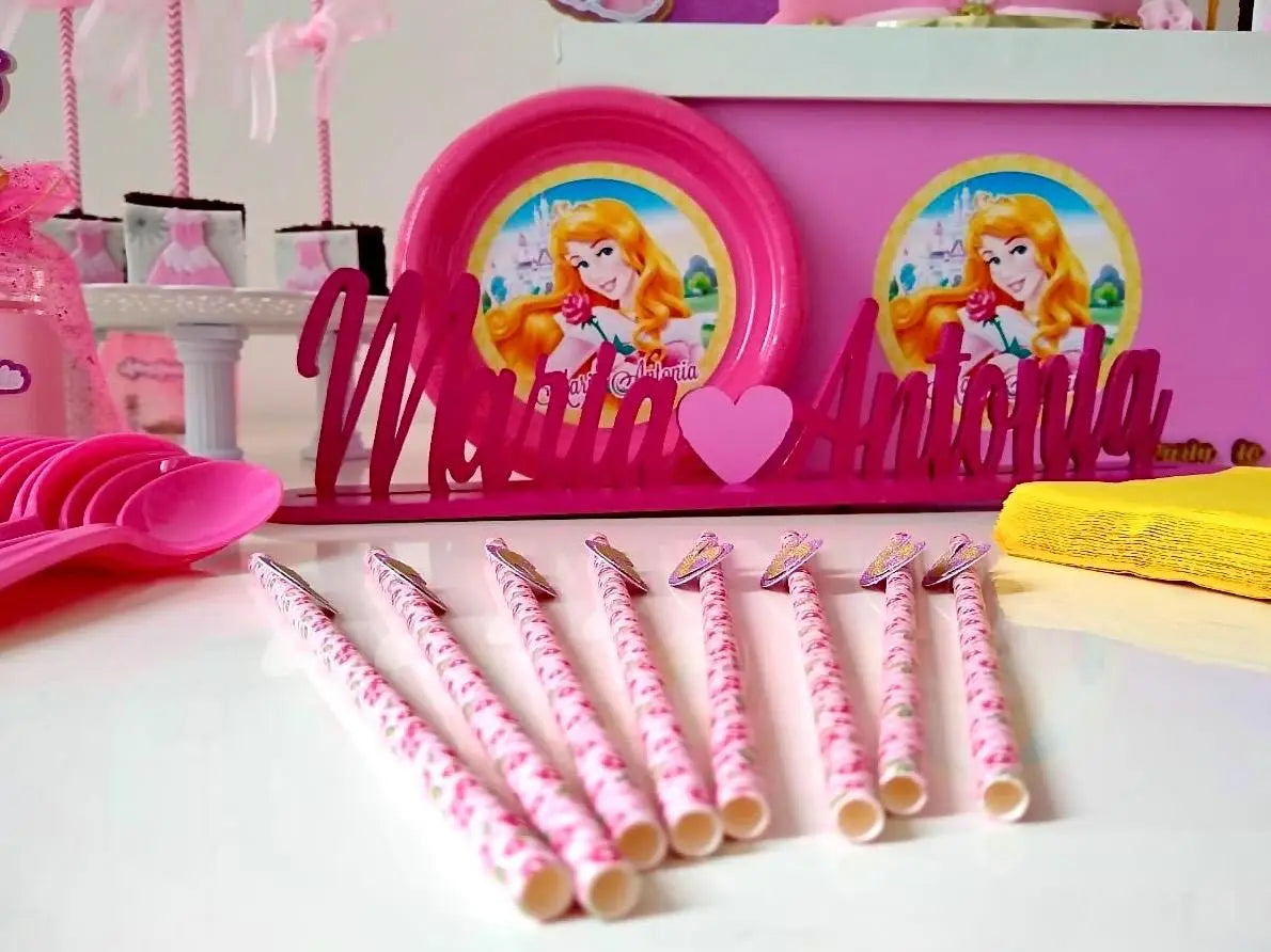 Disney Princess Straws & Bottle Labels – Princess Party, Birthday, Baby Shower, Royal Party Supplies Mi tienda