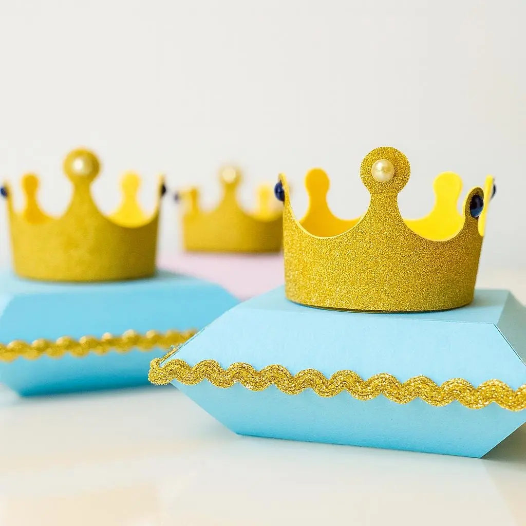 Gold Crown Royal Favor Box: Glitter Princess Party Decoration Mi tienda