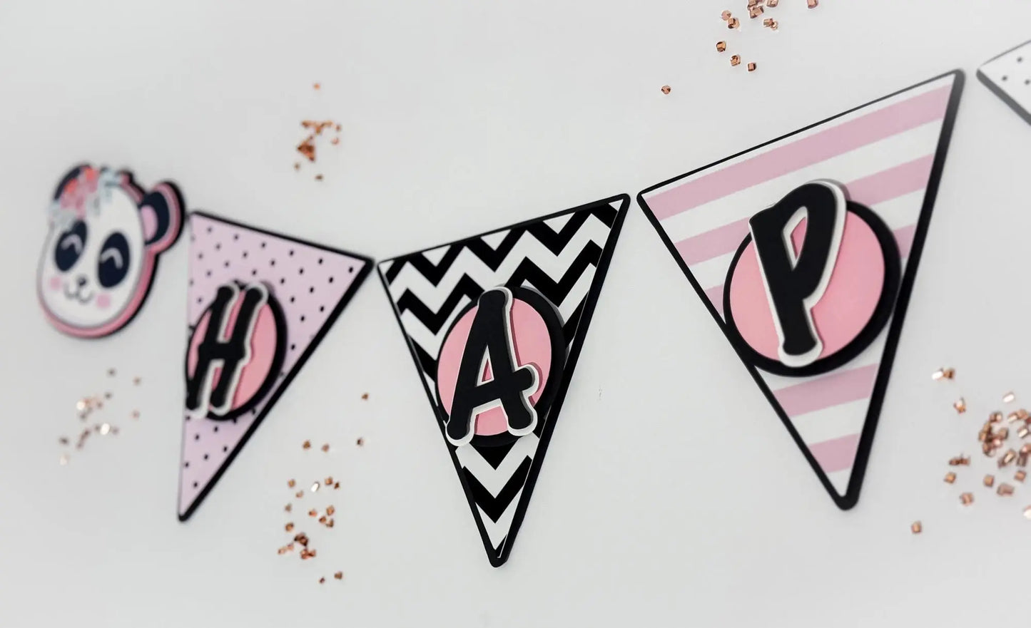 Panda Birthday Banner – Pink & Black Party Decoration for Baby Shower or Girls Birthday Mi tienda
