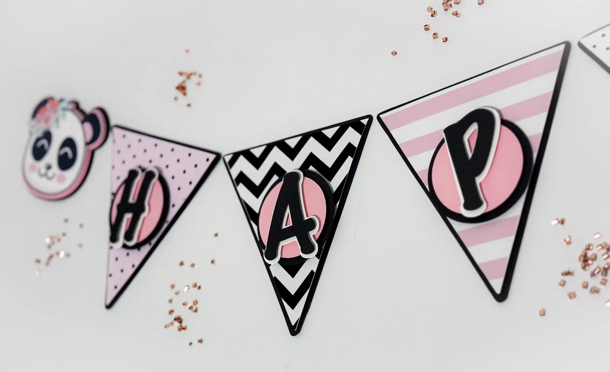 Panda Birthday Banner – Pink & Black Party Decoration for Baby Shower or Girls Birthday Mi tienda