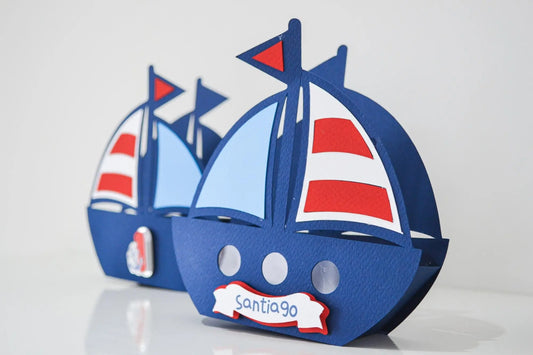 Personalized Nautical Candy Box - Sailboat Party Favor - Anchor Baby Shower Gift - Ahoy It’s a Boy Decoration - Nautical Party Favor Mi tienda