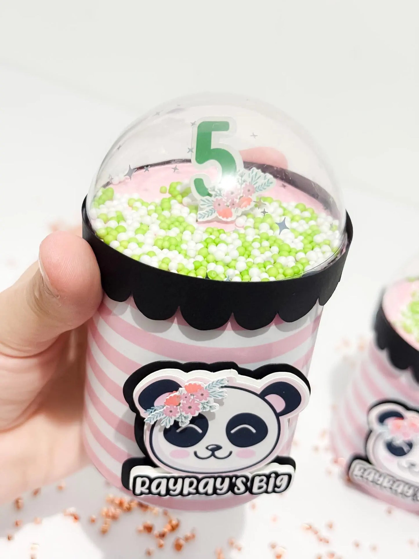 Custom Panda Pringles Favor – Girl Birthday Party Can with Dome Topper, Pink & Black Panda Theme Mi tienda