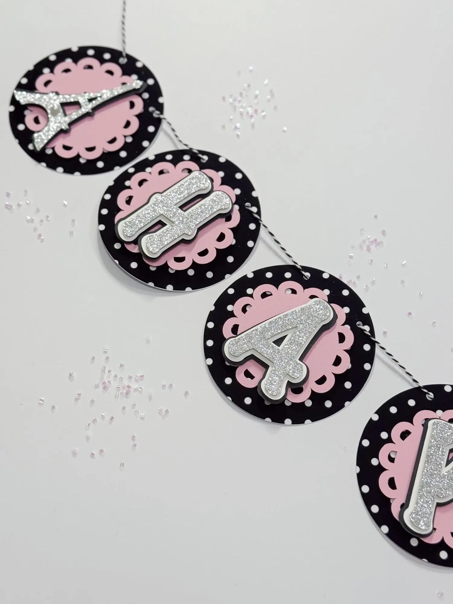 Pink Paris Eiffel Tower Birthday Banner | Personalized Paris Party Decor Mi tienda