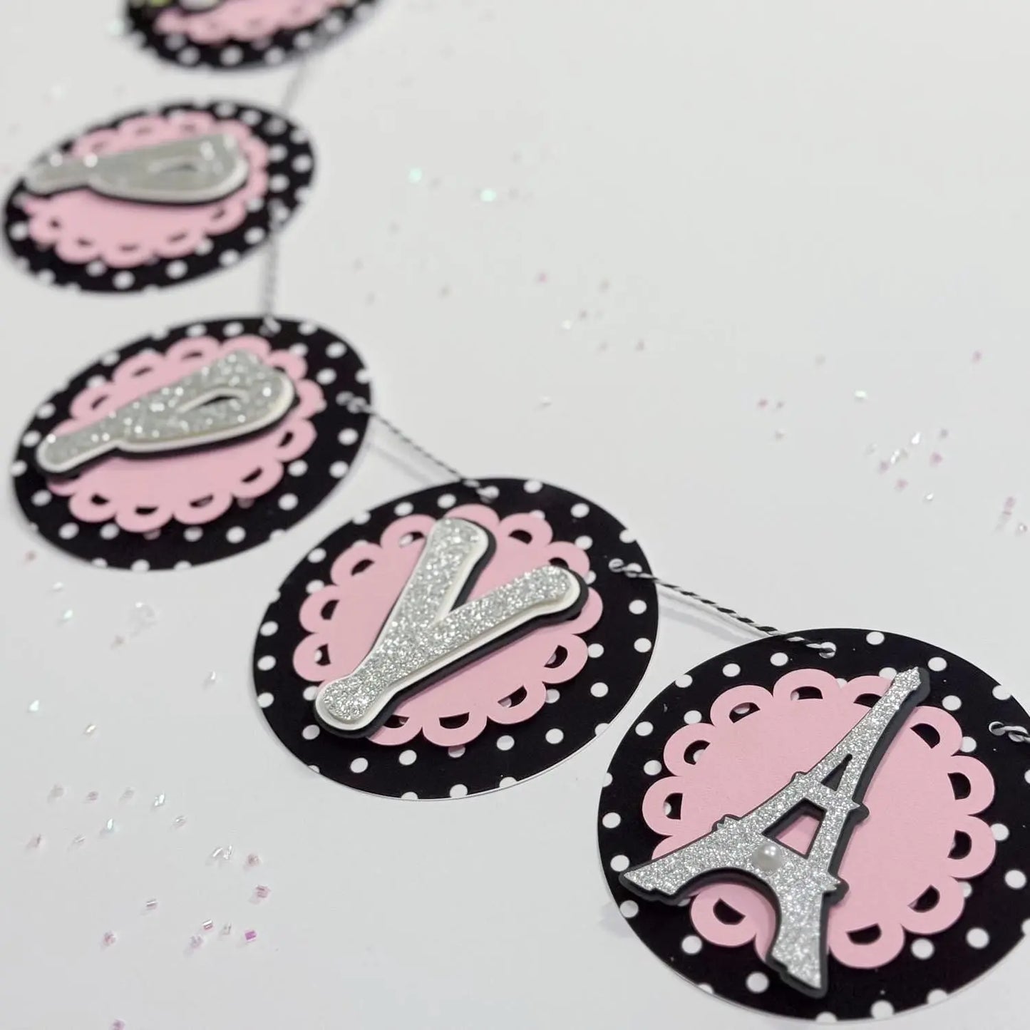 Pink Paris Eiffel Tower Birthday Banner | Personalized Paris Party Decor Mi tienda