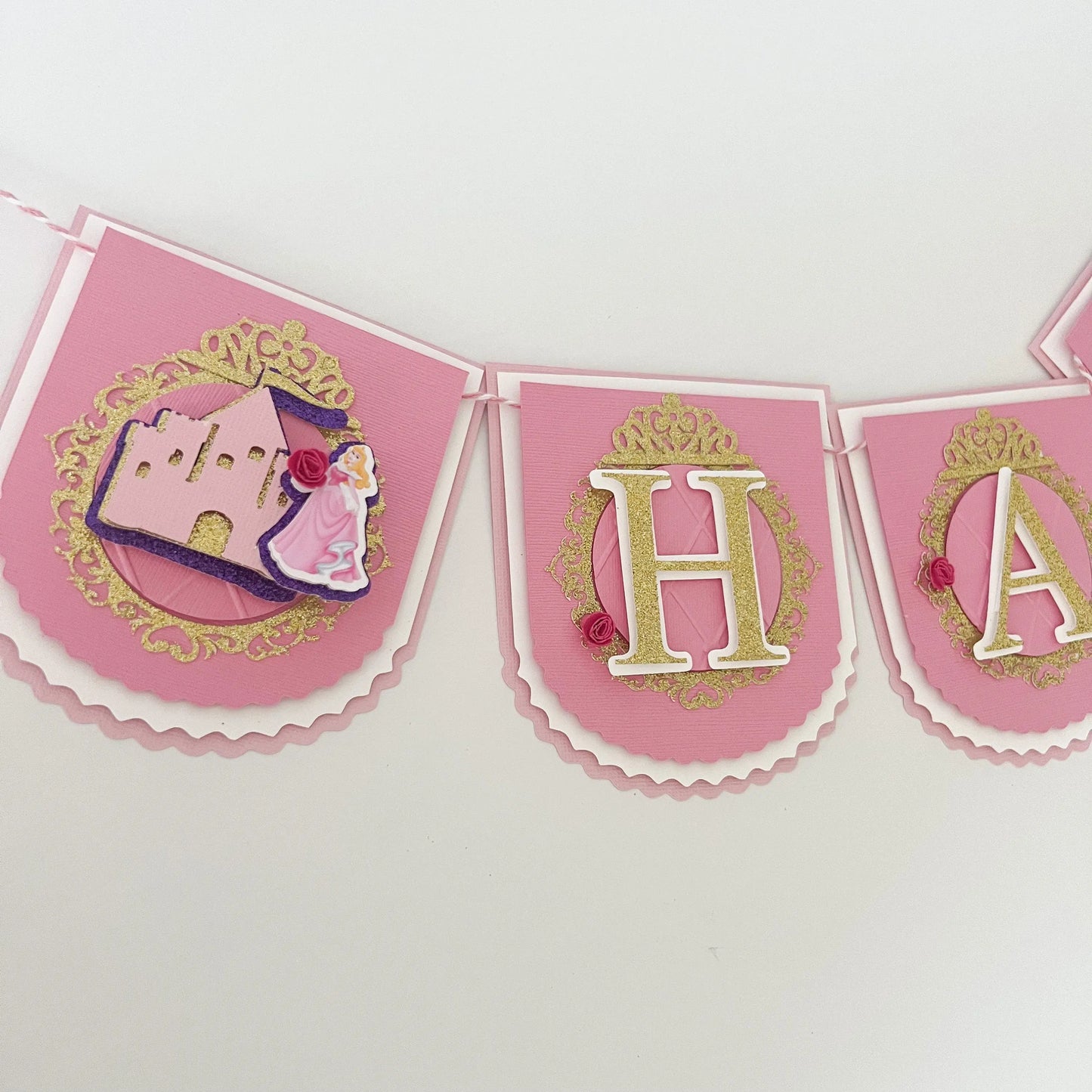 Princess Happy Birthday Banner Sleeping Beauty Party Decorations Aurora Birthday Banner Disney Princess Aurora  Pink and Gold Theme Party Mi tienda
