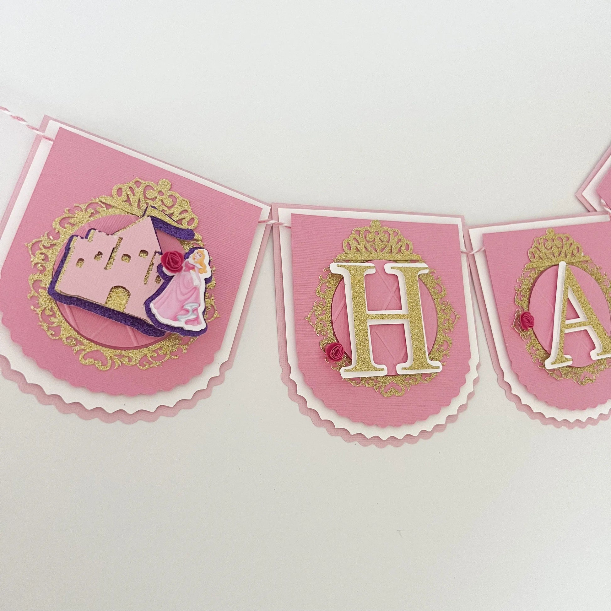 Princess Happy Birthday Banner Sleeping Beauty Party Decorations Aurora Birthday Banner Disney Princess Aurora  Pink and Gold Theme Party Mi tienda