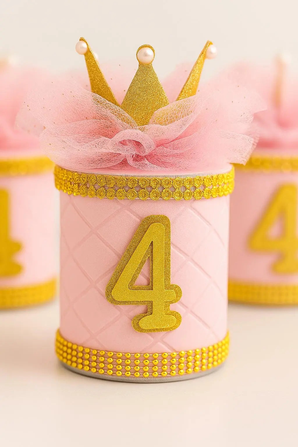 Princess Party Favor Cans: Pink & Gold Crown Decorations Mi tienda