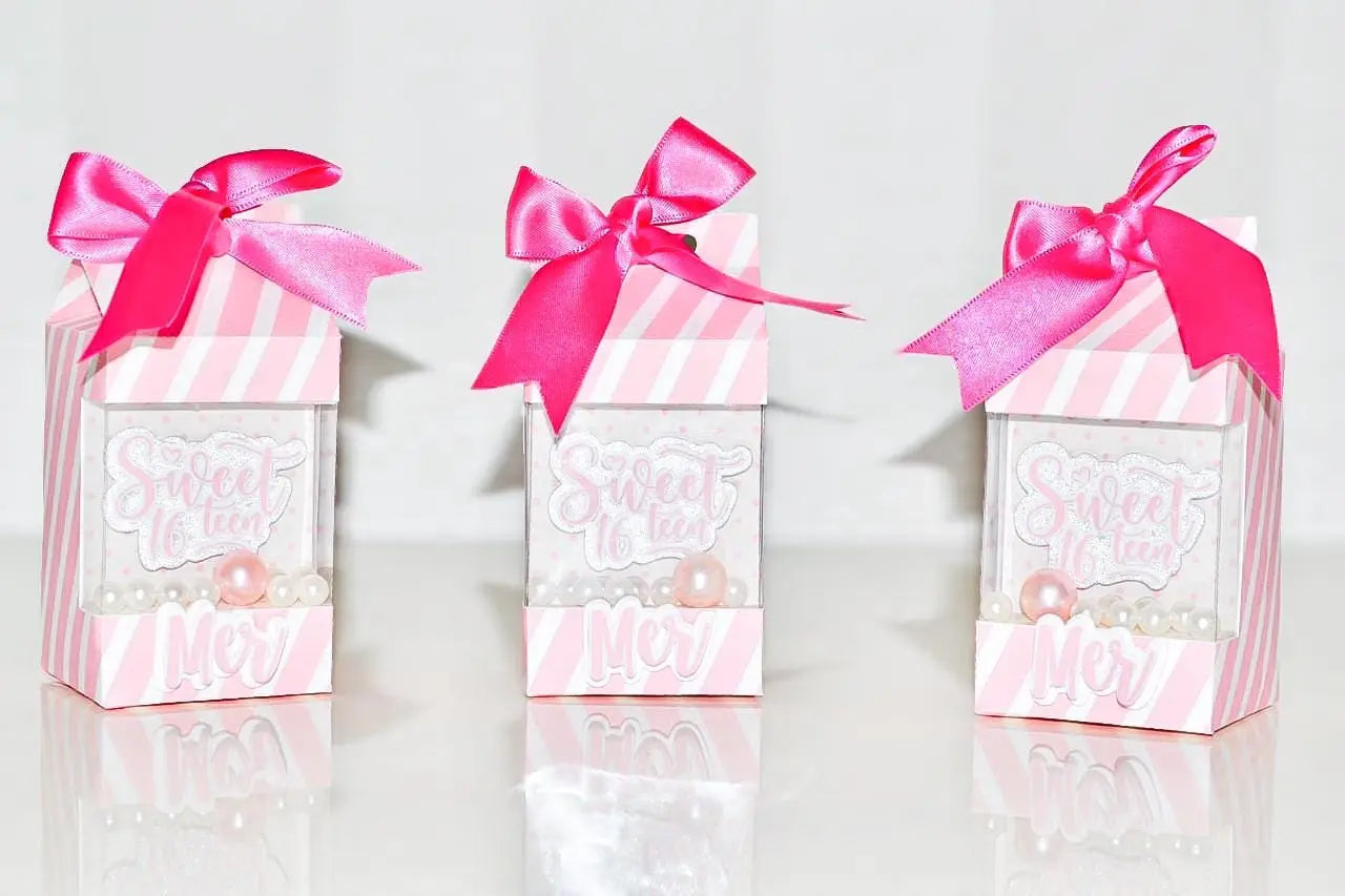 Sweet 16 Favor Boxes | Pink Birthday Party Favor Box, Custom Name Party Supplies, Teen Birthday Decoration, Sweet Sixteen Favors Mi tienda