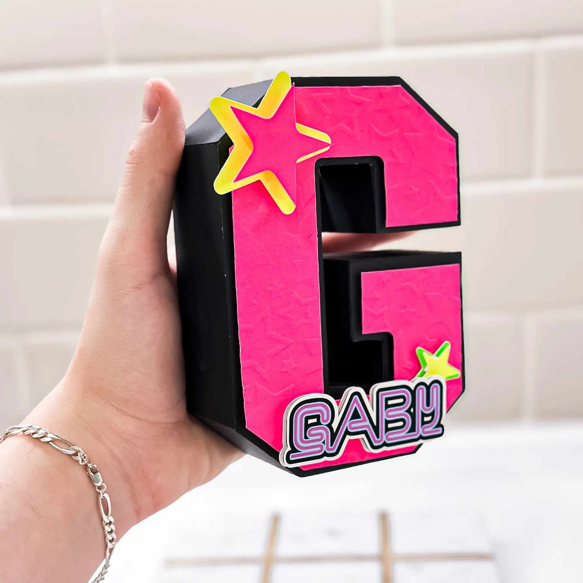 Neon 3D Letter Glow in the Dark Party Birthday Neon Theme Party Decorations Neon Custom Name Mi tienda