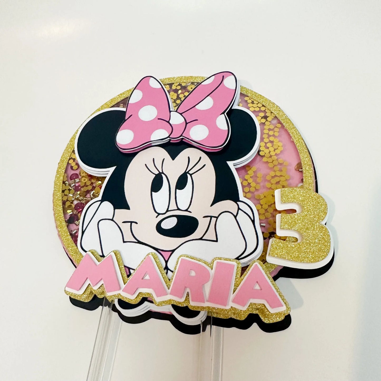 Minnie Cake Topper, Minnie Party Decorations, Minnie Mouse Birthday, Minnie Personalized Shaker Cake Topper, Minnie Theme Birthday Mi tienda