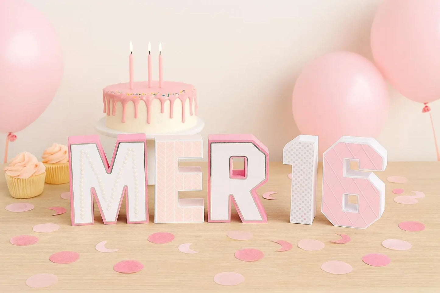 Sweet 16 3D Letters | Custom Name & Numbers Party Decoration | Personalized Sweet Sixteen Table Decor | Teen Birthday Centerpieces Mi tienda