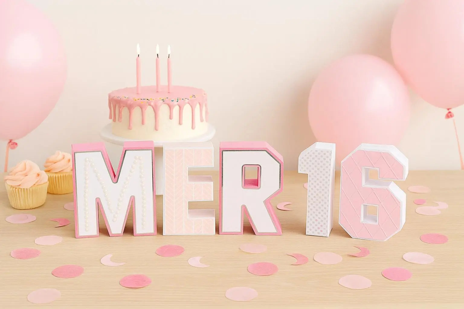 Sweet 16 3D Letters | Custom Name & Numbers Party Decoration | Personalized Sweet Sixteen Table Decor | Teen Birthday Centerpieces Mi tienda
