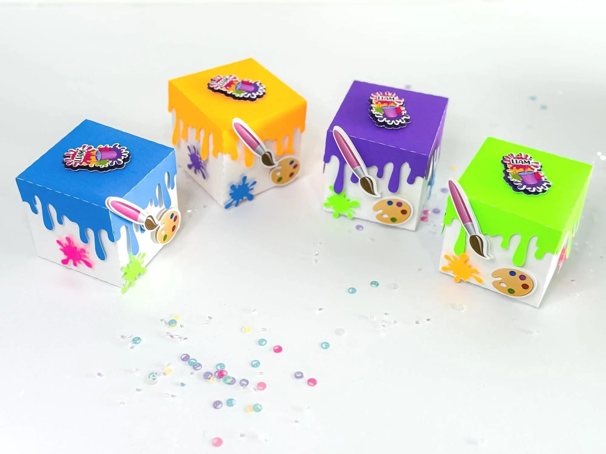 Paint Bucket Favor Box | Personalized Art Party Candy Holder for Kids | Painting Party Favor - Set of 6 Mi tienda