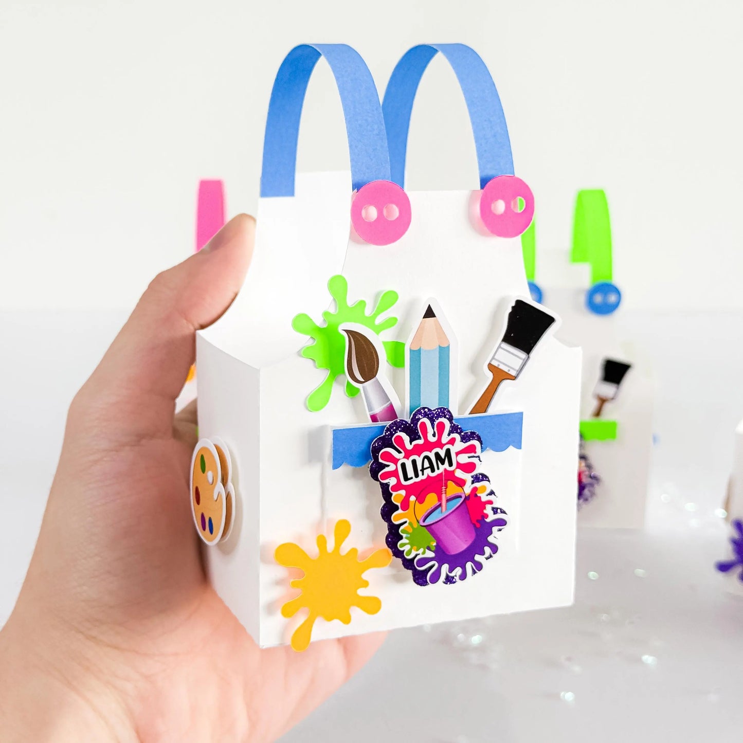 Kids Paint Suit Party Favor Box | Custom Artist Supply Box | Paint Birthday Party Candy Holder | Art Themed Party Favor for Kids | Set of 6 Mi tienda