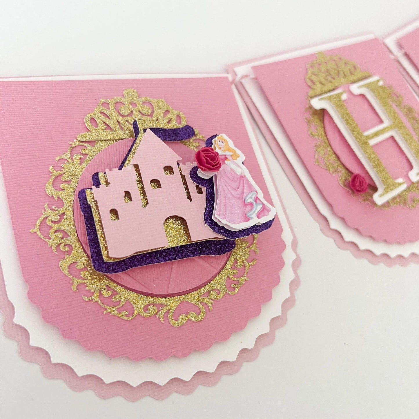 Princess Happy Birthday Banner Sleeping Beauty Party Decorations Aurora Birthday Banner Disney Princess Aurora  Pink and Gold Theme Party Mi tienda