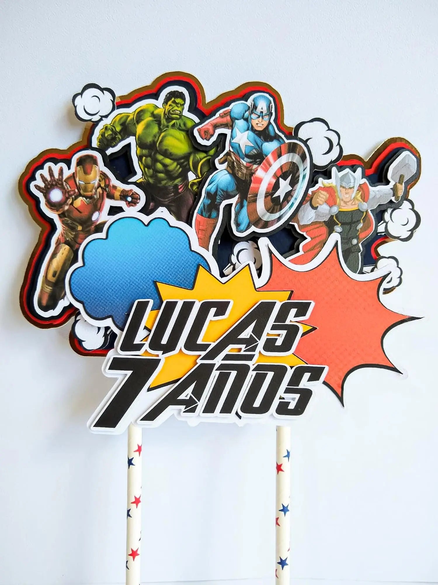 Superhero Cake Topper | Comic Book Party Centerpiece | Custom Name & Age Cake Decoration Mi tienda
