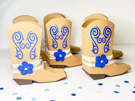 Blue Cowboy Boots Favor Box – Western Party Decorations, Cowgirl Birthday Favors, Rodeo Party Gift Box, Cowboy Theme Treat Box Mi tienda