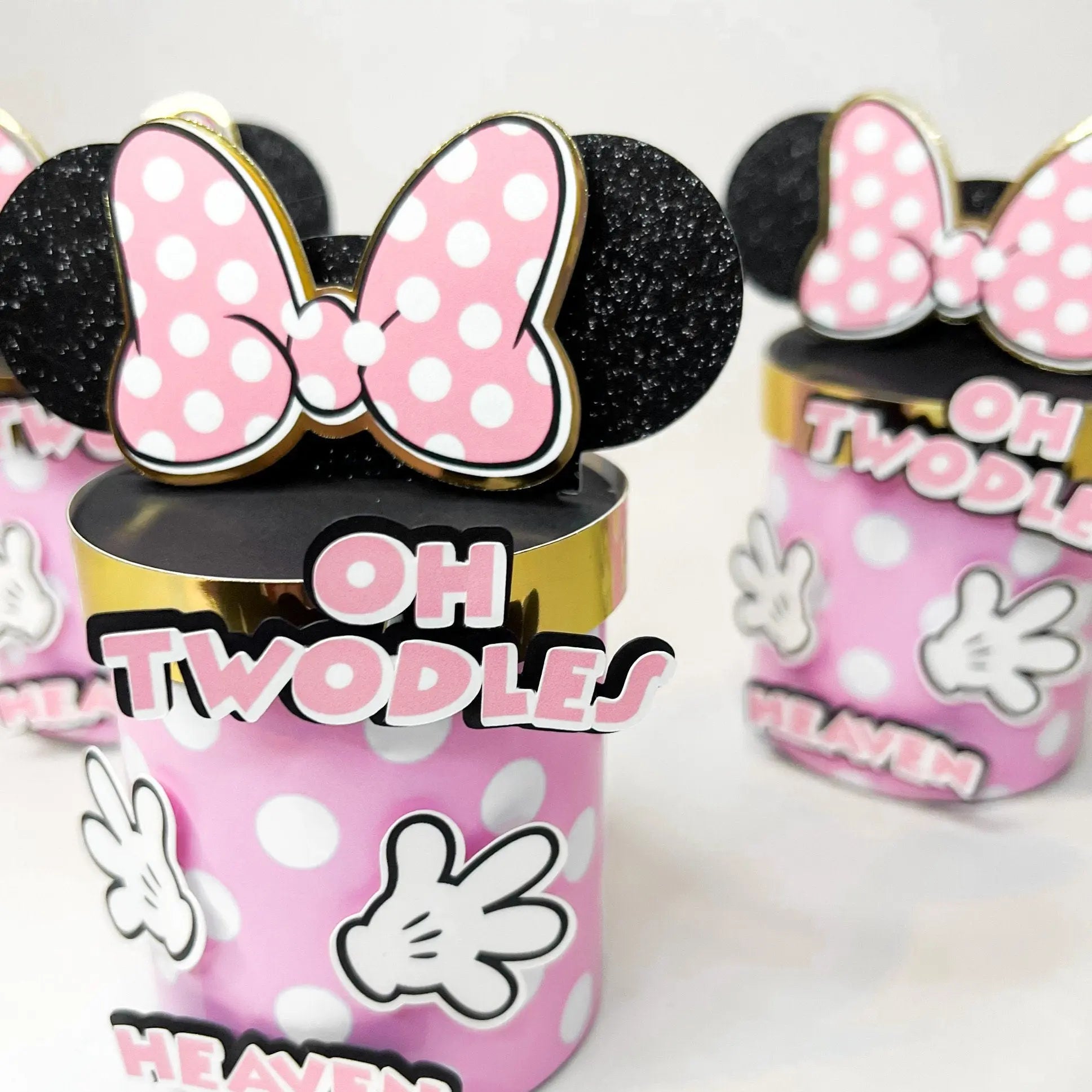 Minnie Mouse Favor Boxes – Set of 6 Personalized Oh Twodles Party Favors with Chips Included Mi tienda