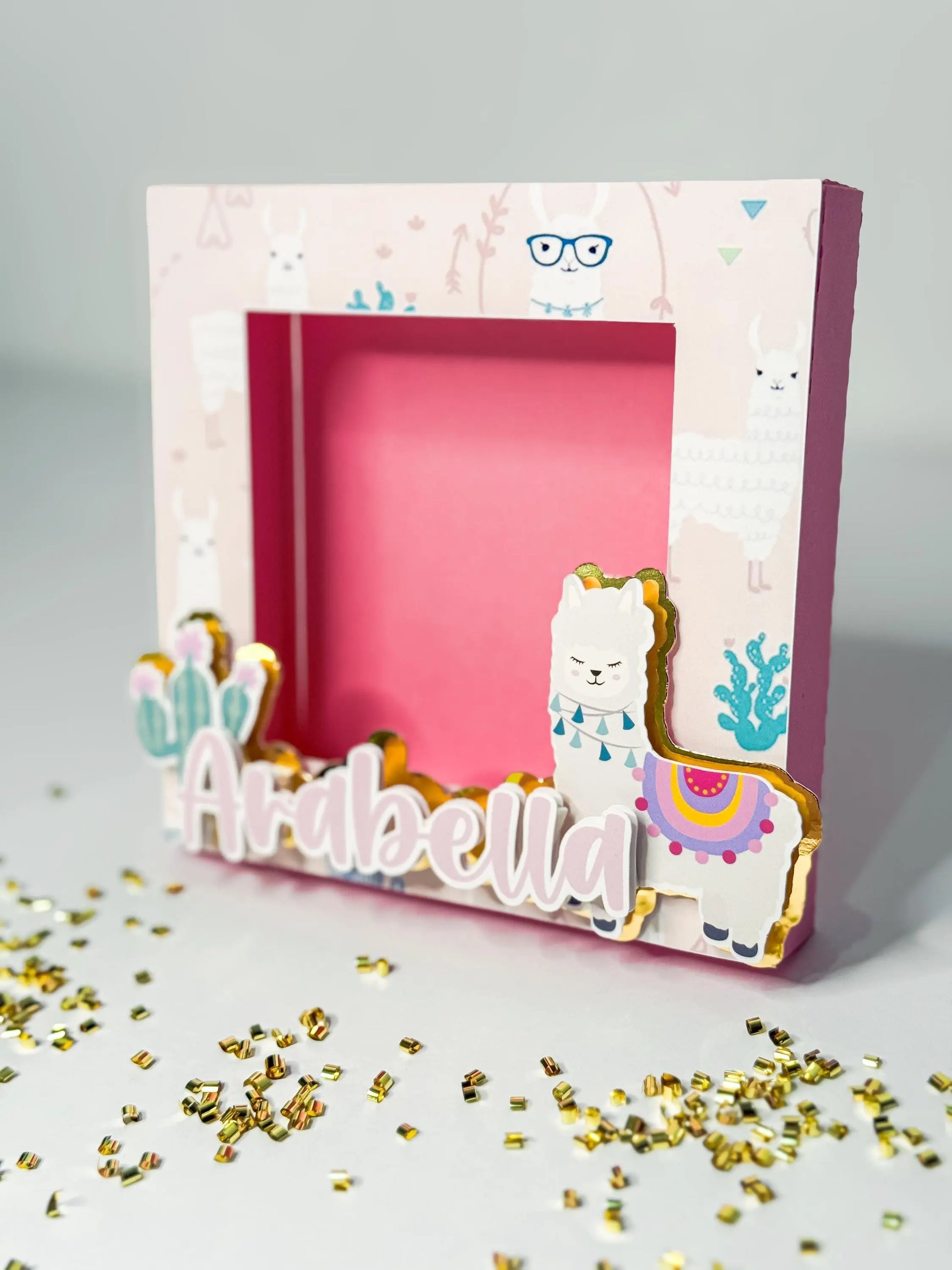 Personalized Llama Cactus Photo Frame – Boho Fiesta & Birthday Party Favor Keepsake Mi tienda