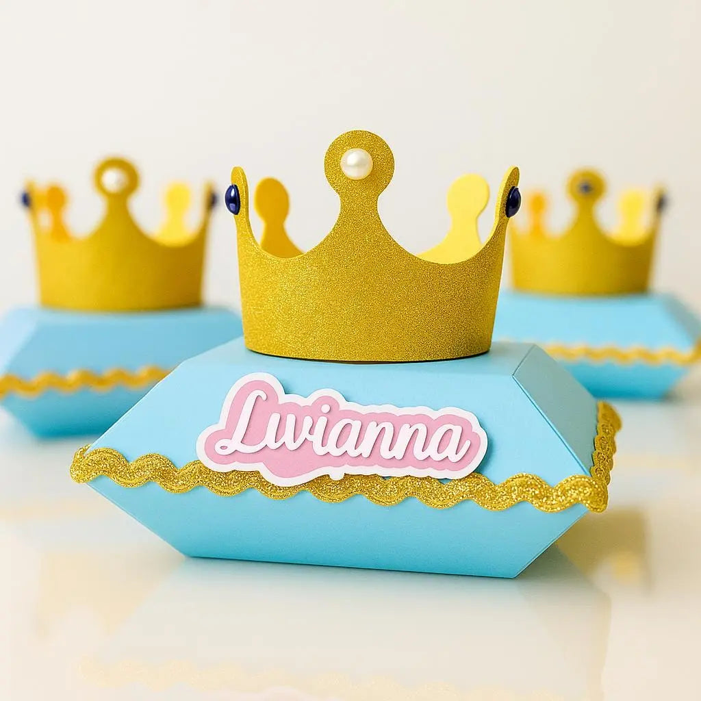 Gold Crown Royal Favor Box: Glitter Princess Party Decoration Mi tienda