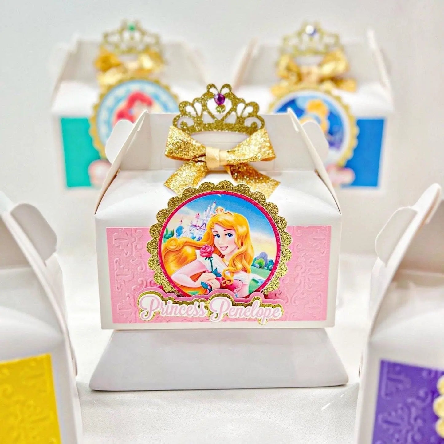 Princess Favor Boxes – Royal Party Gift Boxes with Crown & Bow – Princess Theme Birthday Decorations Mi tienda